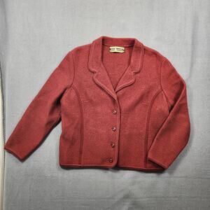 Vintage Kitz Pichler Womens Cardigan Sweater Large Maroon Wool Blazer Austria